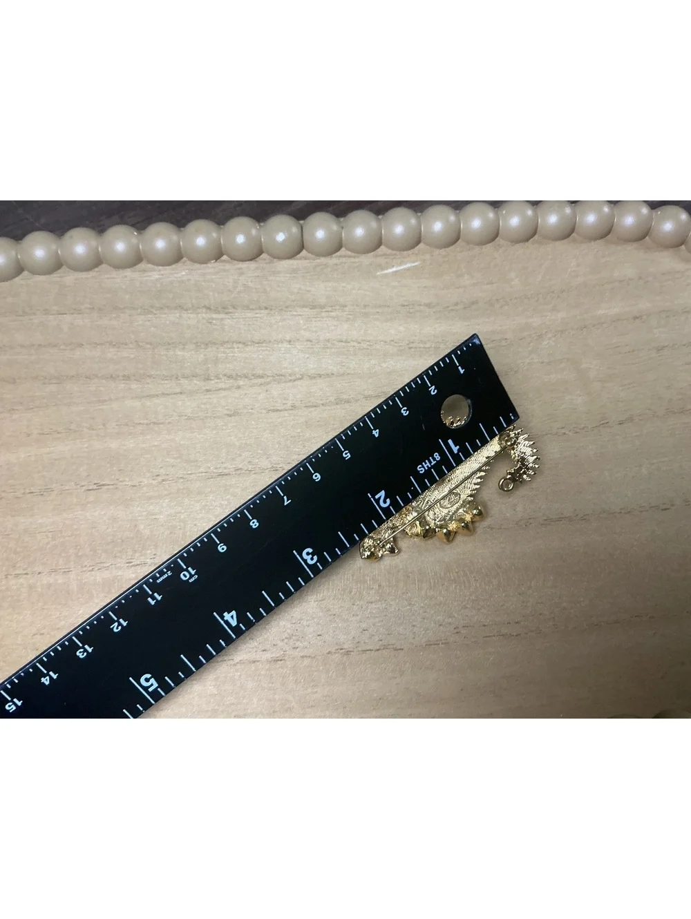 KJL Vintage Gold Tone Seahorse Brooch with Faux Pearls and Rhinestones